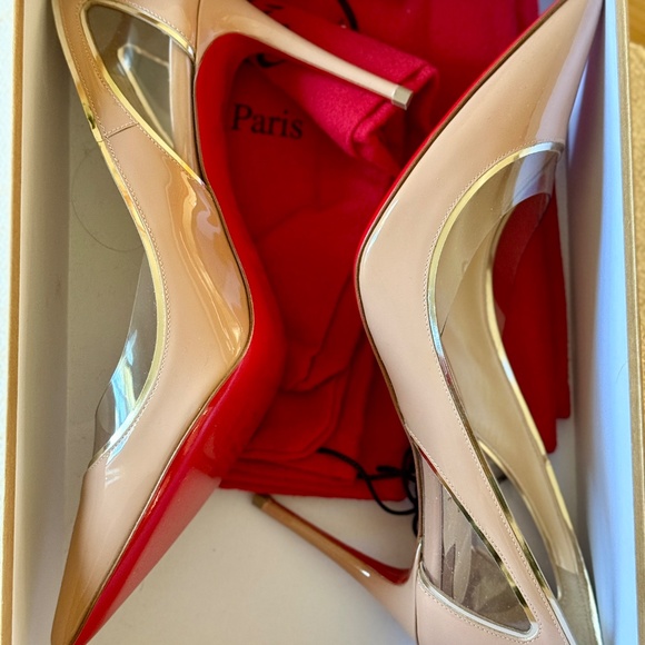 Christian Louboutin Cosmo 554 85 Nude Patent Stiletto | NEW IN BOX | Size 38 - Picture 5 of 9